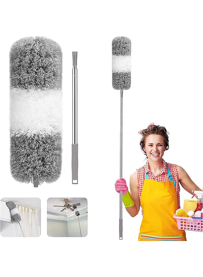 PROMASS promass Feather Duster, Microfiber Duster, Improved Long Pole Duster (30 to100 inches), Microfiber Bendable Head & Scratch-Resistant Hat for Clean Ceiling Fan, High Ceiling, Blinds & Car - Image 1