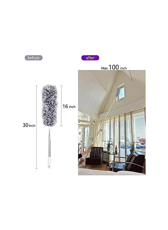 PROMASS promass Feather Duster, Microfiber Duster, Improved Long Pole Duster (30 to100 inches), Microfiber Bendable Head & Scratch-Resistant Hat for Clean Ceiling Fan, High Ceiling, Blinds & Car - Image 2