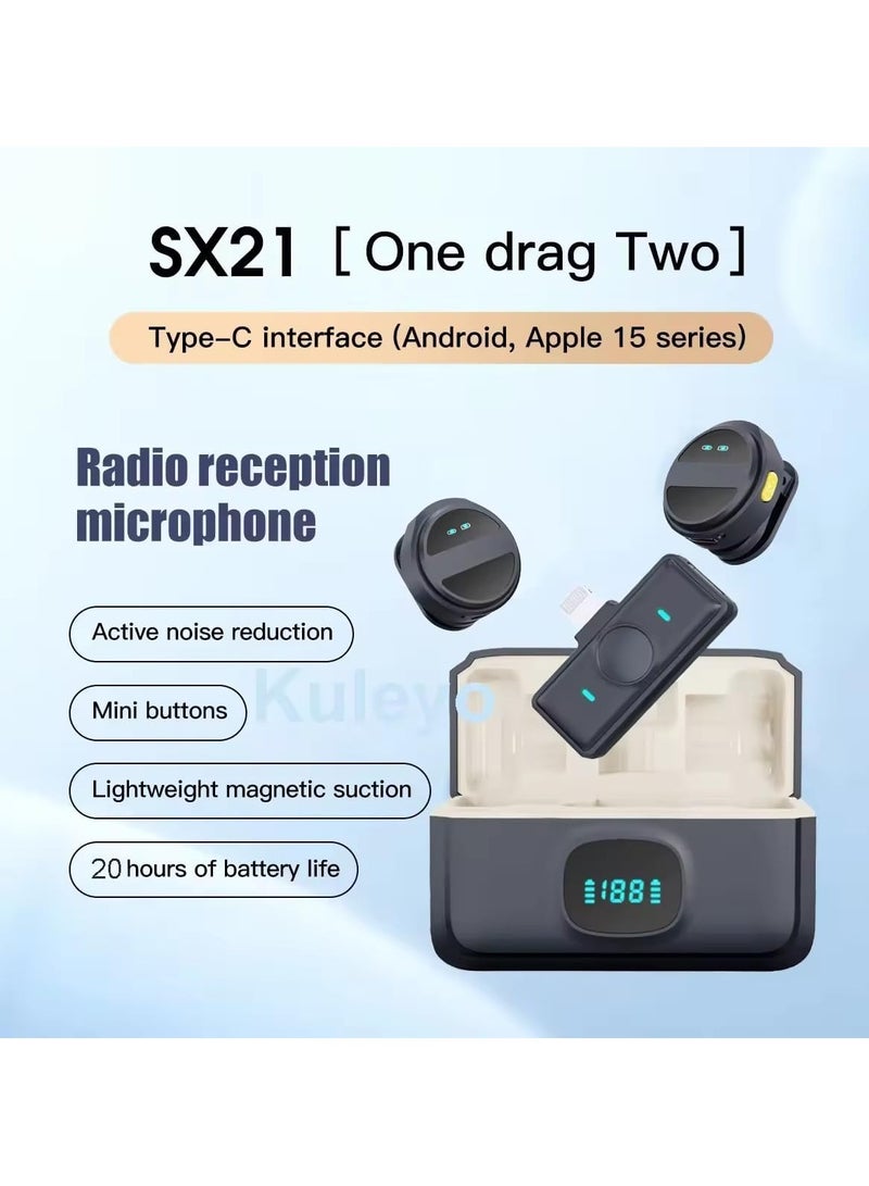 أداك ميكروفون ADAK SX21 اللاسلكي، 2.4 جيجا هرتز، 2 في 1، لافاليير، للهاتف المحمول، التسجيل، المقابلات، مدونة الفيديو | ميكروفون مكثف للبث المباشر - Image 5