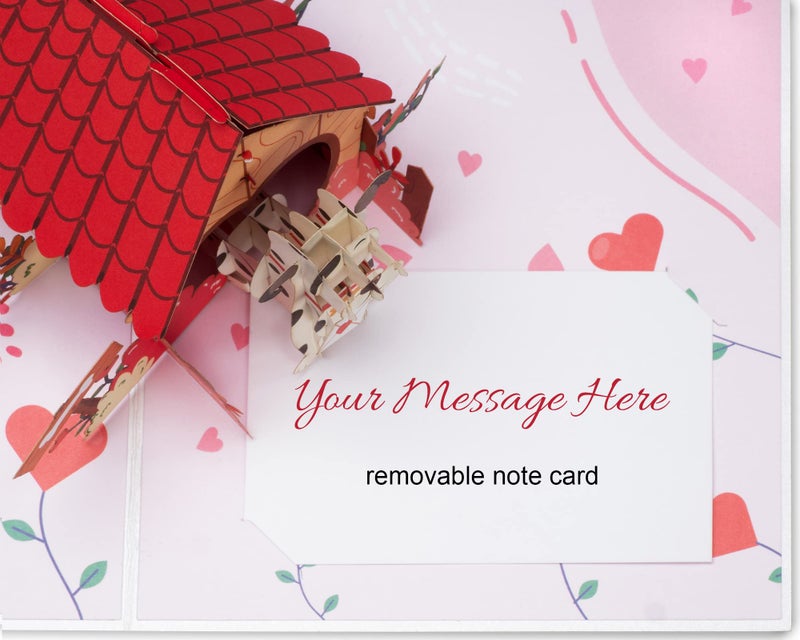 Paper Love 3D Dog House Pop Up Card, For Valentines Day, Birthday, Mothers Day, Adults or Kids, All Occasions - 5" x 7" Cover - Includes Envelope and Note Tag - Image 4