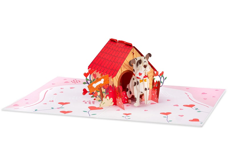 Paper Love 3D Dog House Pop Up Card, For Valentines Day, Birthday, Mothers Day, Adults or Kids, All Occasions - 5" x 7" Cover - Includes Envelope and Note Tag - Image 3