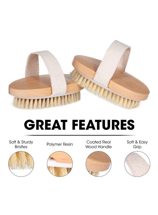 Opaz Dry Body Brush 2 Pack Natural Bristle For Dry Skin Exfoliator Scrubber Wet Or Dry Scrub Smooth Cellulite Stimulate Blood Flow - Image 3