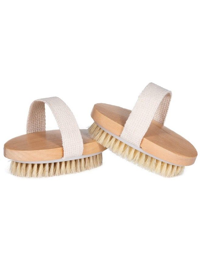 Opaz Dry Body Brush 2 Pack Natural Bristle For Dry Skin Exfoliator Scrubber Wet Or Dry Scrub Smooth Cellulite Stimulate Blood Flow - Image 2