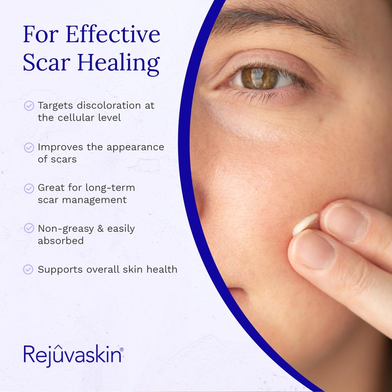 Rejuvaskin Scar Esthetique Scar Cream with Silicone, Reduces the Appearance of Surgical Scars, Burns, Stretch Marks, Keloids & Acne Scars, 30ml - Image 3