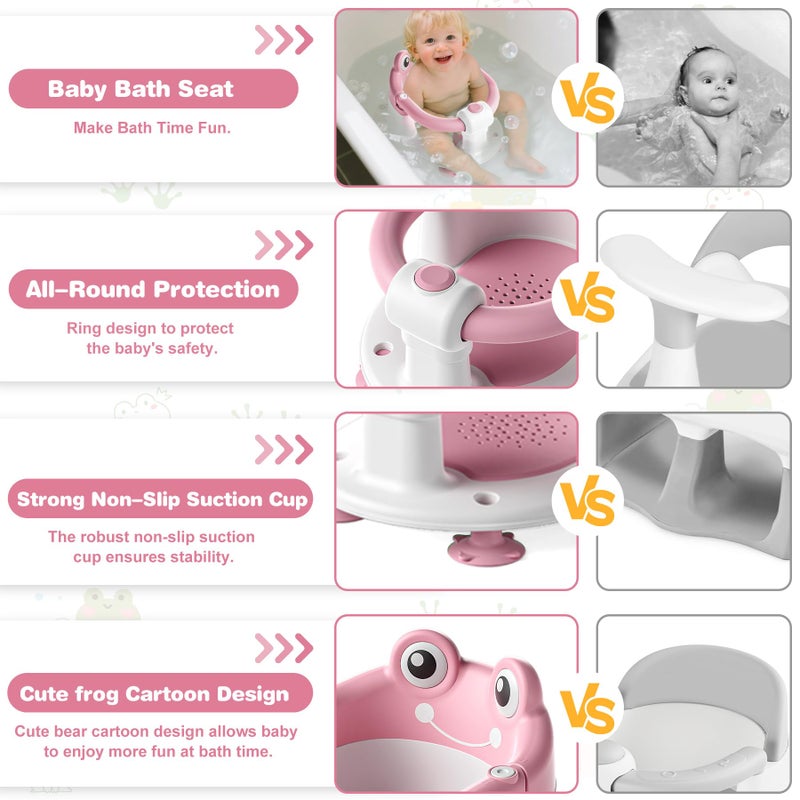 wiqins Baby Bath Seat for Babies 6 Months & up Non-Slip Toddler Bath Seats for Sitting Up Infant Bathtub Chair with Suction Cups and Soft Cushion for Baby Shower Tub Seat - Image 3