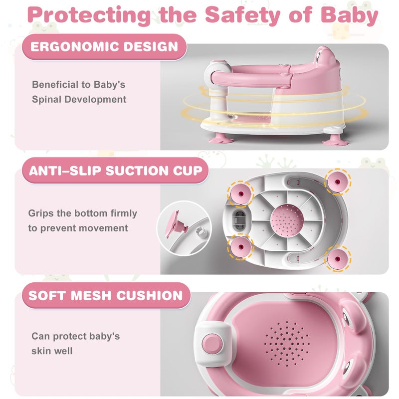 wiqins Baby Bath Seat for Babies 6 Months & up Non-Slip Toddler Bath Seats for Sitting Up Infant Bathtub Chair with Suction Cups and Soft Cushion for Baby Shower Tub Seat - Image 5