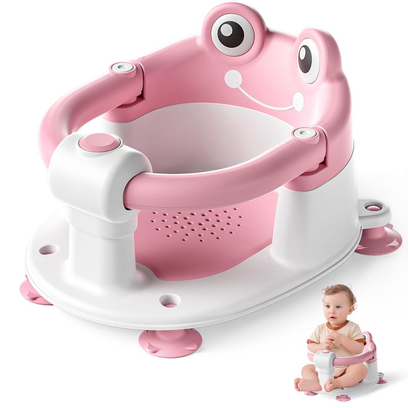 wiqins Baby Bath Seat for Babies 6 Months & up Non-Slip Toddler Bath Seats for Sitting Up Infant Bathtub Chair with Suction Cups and Soft Cushion for Baby Shower Tub Seat - Image 1
