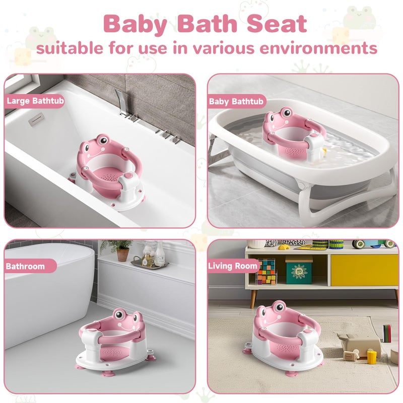 wiqins Baby Bath Seat for Babies 6 Months & up Non-Slip Toddler Bath Seats for Sitting Up Infant Bathtub Chair with Suction Cups and Soft Cushion for Baby Shower Tub Seat - Image 4