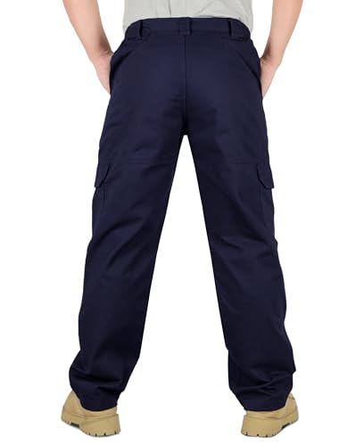 Titicaca Men's FR Cargo Pants Flame Resistant Pants Lightweight 7.5oz 100% Cotton Navy Fire Retardant Elastic Waist Pants - Image 4