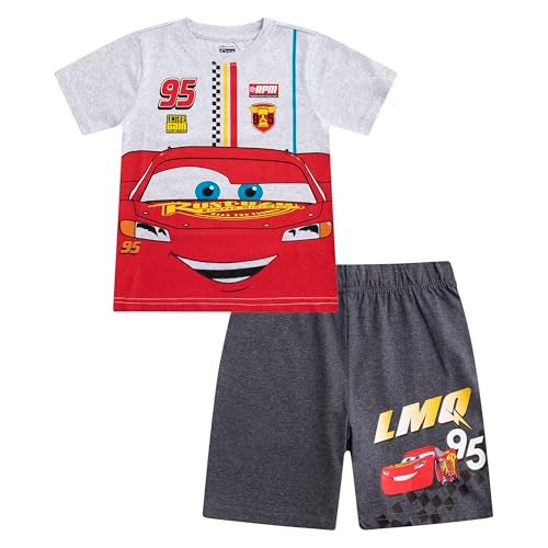 Disney Cars Lightning McQueen Boys Short Sleeve T-Shirt and Shorts 2 Piece Set for Toddlers to Big Kids - Image 1