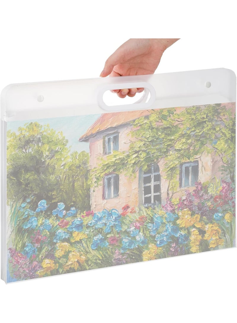 SYOSI Art Portfolio Folder for Kids, Clear Plastic Waterproof Storage Bag with Handle, Art Case for Artwork, Drawing Pads, Charts, Posters, Teachers, 4 Pack, 17 x 13 Inches - Image 4