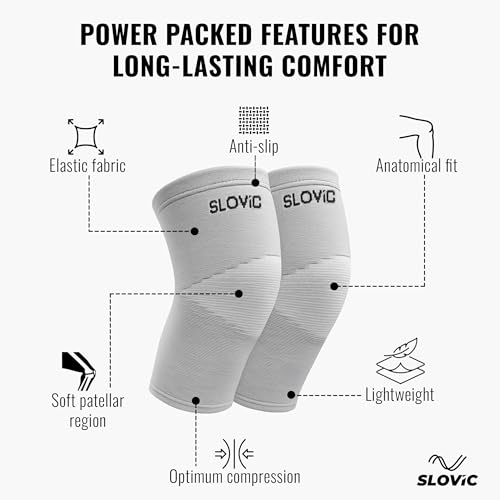 SLOVIC Knee Support for Pain Relief | Bamboo Yarn Knee Cap for Gym, Sports & Cycling | Anti-Slip & Breathable Compression Sleeve for Men & Women | Medium - Image 4