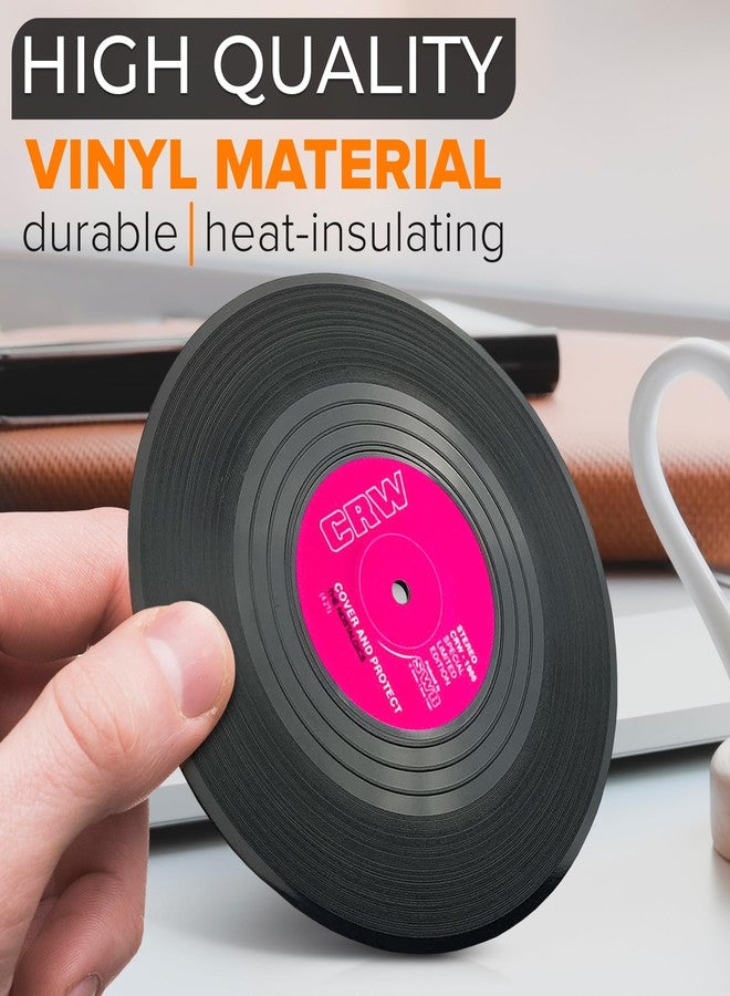 ZOKLU Vinyl Record Coasters - Vinyl Coasters Set of 6 Retro Music Theme, 4.1″ Diameter, Durable & Lightweight Material - Records Decor for Coffee Table, Kitchen & Bar, Functional Retro Gift for Music Lovers - Image 3