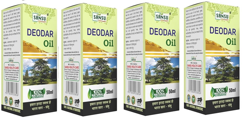 Sansu Cedarwood oil Deodar Oil 50ml Pack of 4 - Image 1