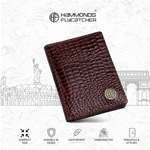 HAMMONDS FLYCATCHER Genuine Leather Card Holder Wallet for Man & Women, RFID Protected ATM/Credit Card Holder Wallet for Men with 4 Slots(Fits Upto 8 Cards), Gift for Men - Croc Brown - Image 3