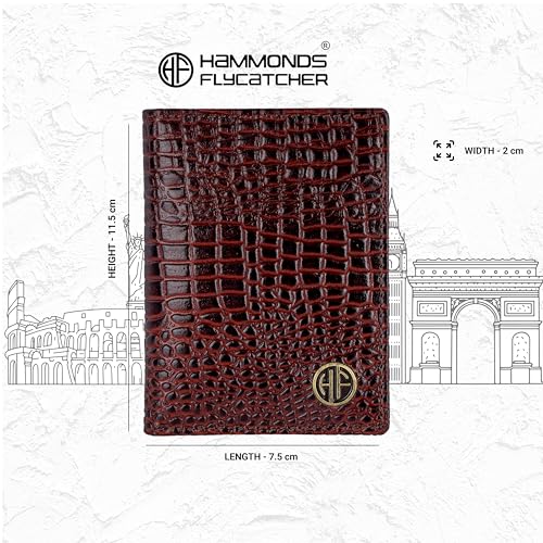 HAMMONDS FLYCATCHER Genuine Leather Card Holder Wallet for Man & Women, RFID Protected ATM/Credit Card Holder Wallet for Men with 4 Slots(Fits Upto 8 Cards), Gift for Men - Croc Brown - Image 2