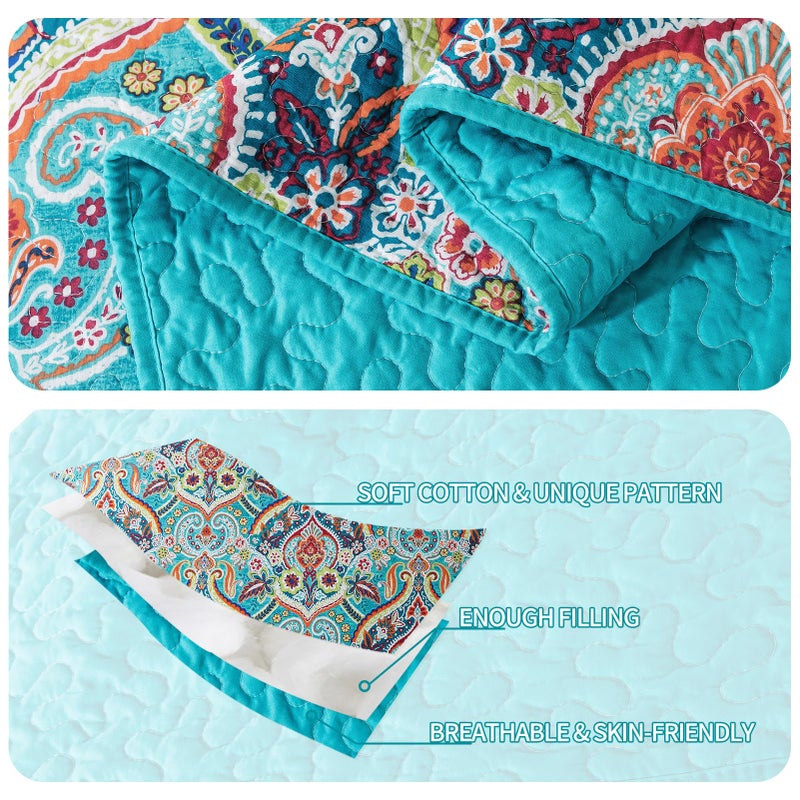 BEDIFANY Cotton Quilt King Size - Lightweight King Size Quilt Bedding Set for a Comfortable Sleep - Reversible Bedspread (98 * 106 in) with Boho Pattern, 3 Pieces - Image 5