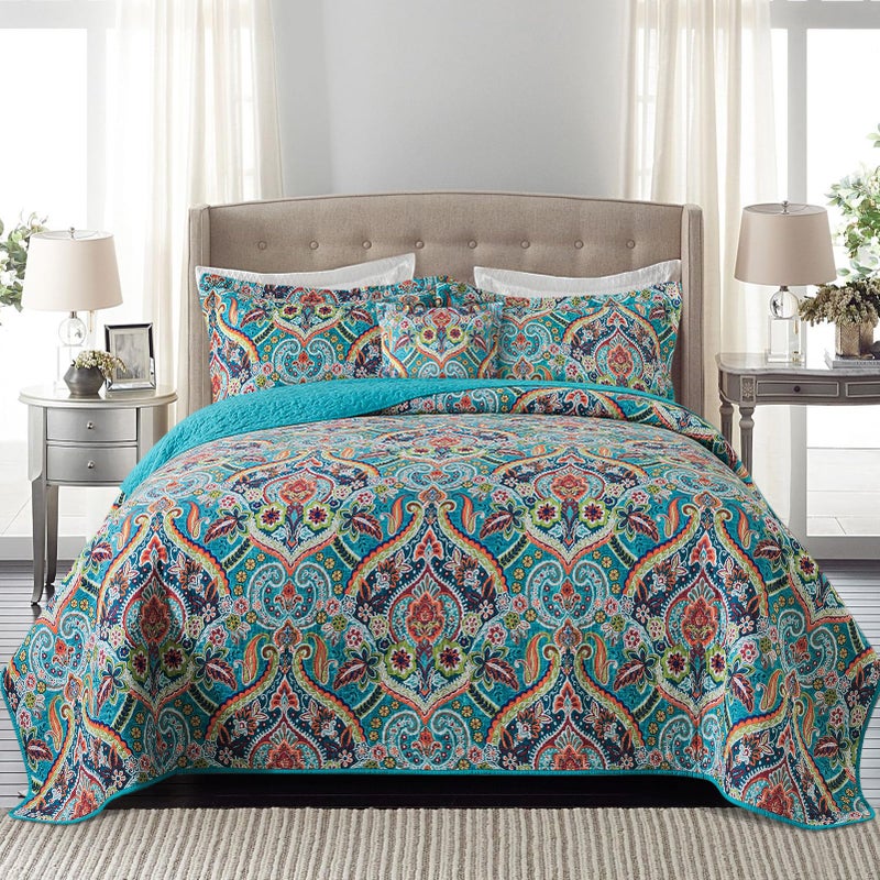 BEDIFANY Cotton Quilt King Size - Lightweight King Size Quilt Bedding Set for a Comfortable Sleep - Reversible Bedspread (98 * 106 in) with Boho Pattern, 3 Pieces - Image 1
