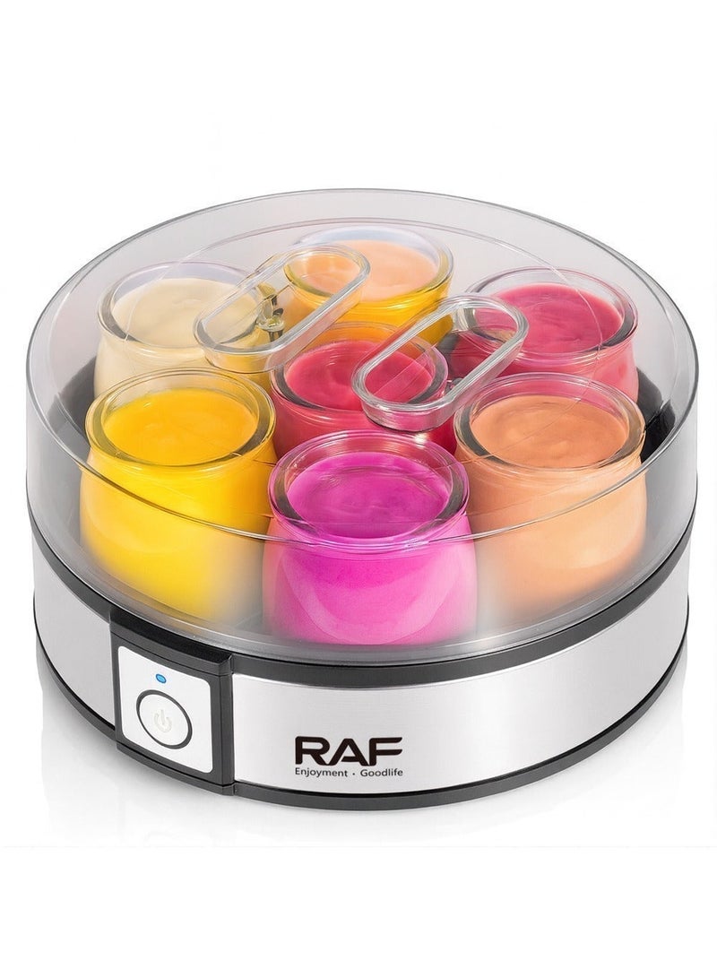 RAF Yogurt Maker, 20W Electric Automatic Yogurt Machine with 7 Glass Jars, One-Button Operation, Easy to Clean, PTC Heating Technology – Healthy Homemade Yogurt Maker - Image 2