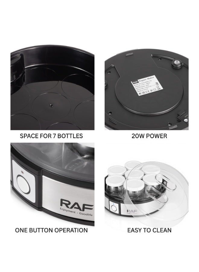 RAF Yogurt Maker, 20W Electric Automatic Yogurt Machine with 7 Glass Jars, One-Button Operation, Easy to Clean, PTC Heating Technology – Healthy Homemade Yogurt Maker - Image 5