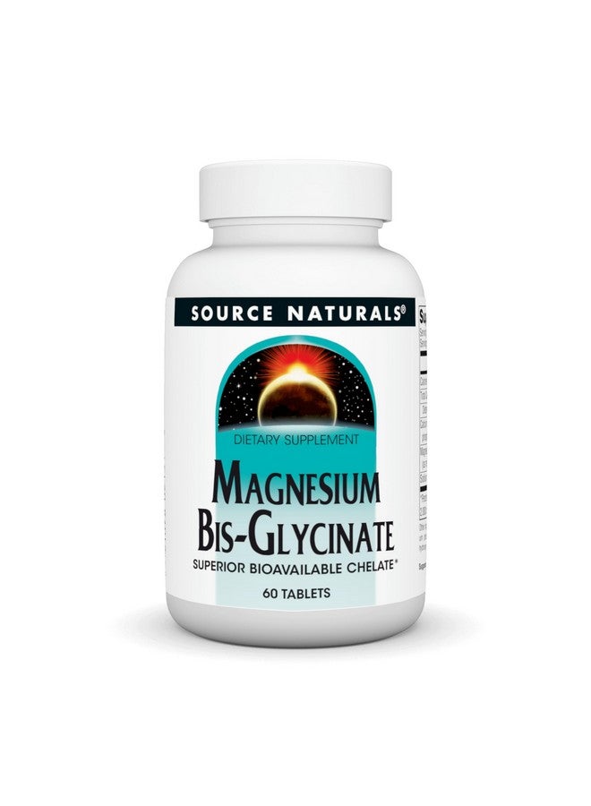Source Naturals سورس ناتشورالز ماغنيسيوم بيس-غليسينات، خلات متاحة حيوياً متفوقة* - 60 قرص - Image 1