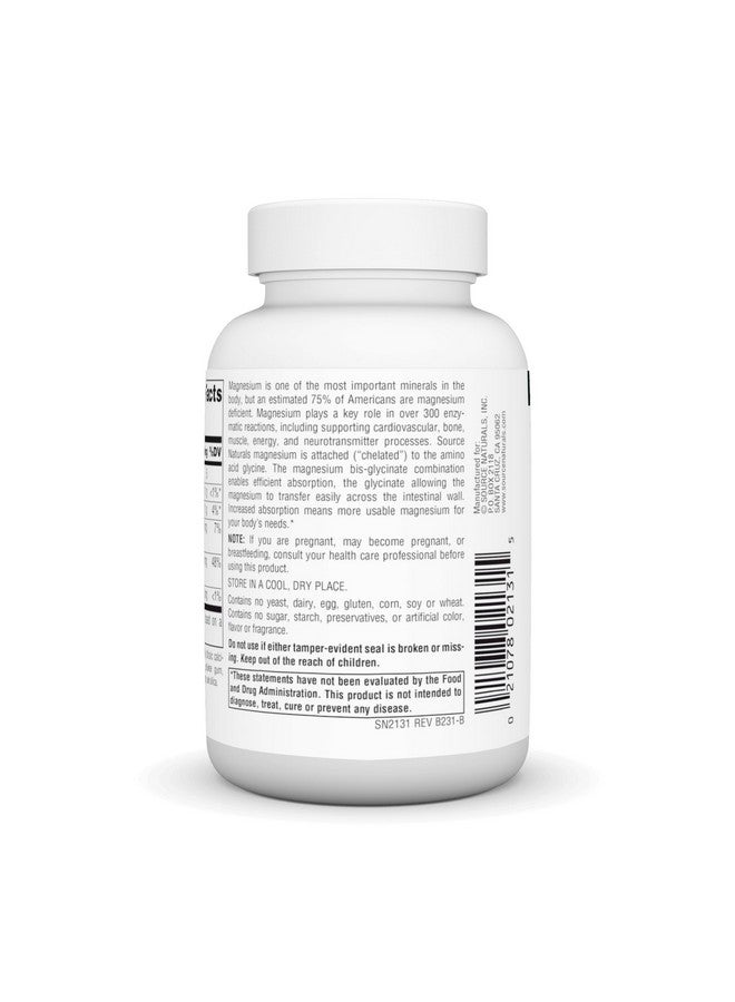 Source Naturals سورس ناتشورالز ماغنيسيوم بيس-غليسينات، خلات متاحة حيوياً متفوقة* - 60 قرص - Image 3