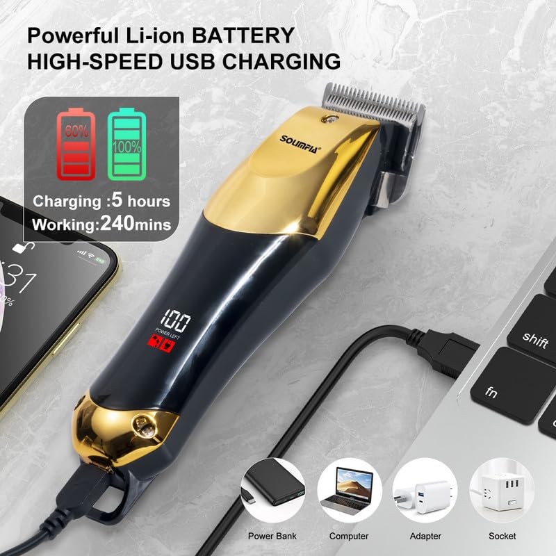 SOLIMPIA HT678 Salon Series Professional Digital Display Cordless Hair Clipper Electric Hair Cutter Kit Wireless Hair Grooming Trimmers Set Liion Battery 1000mAh 240 minutes Runtime - Image 4