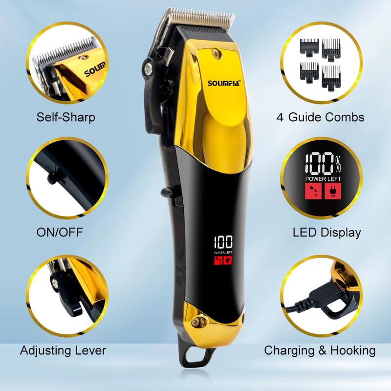 SOLIMPIA HT678 Salon Series Professional Digital Display Cordless Hair Clipper Electric Hair Cutter Kit Wireless Hair Grooming Trimmers Set Liion Battery 1000mAh 240 minutes Runtime - Image 5