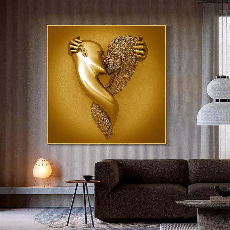 Selling Abstract Steel Wire Metal Figure Statue Sculpture Couple Hanging Painting High-Definition Printed Canvas Painting Core - Image 2