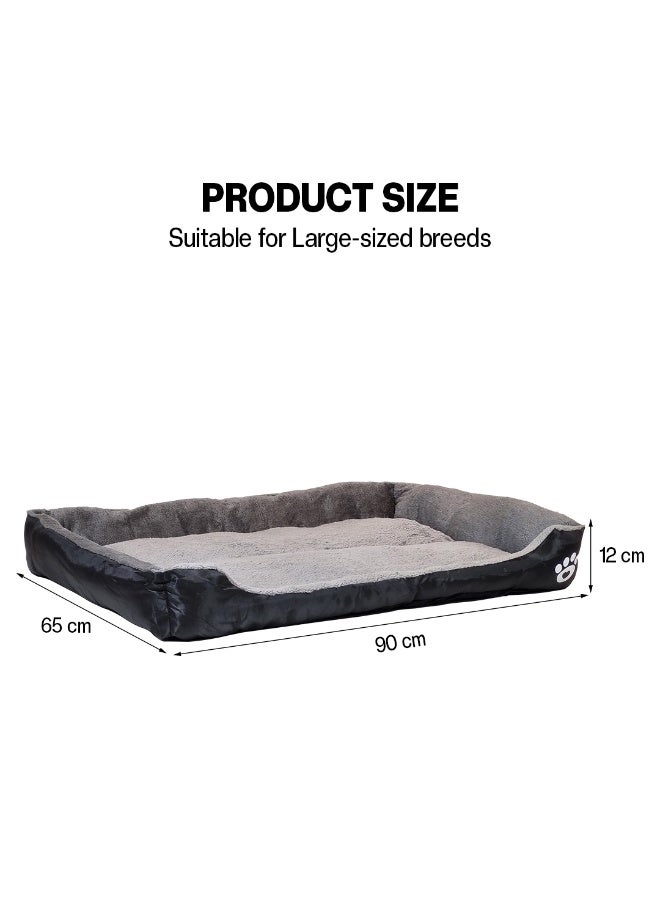 NNC PETS Dog bed with Raised bolster sides, Soft plush interior, and Non-slip bottom, Orthopedic dog bed for Medium & Large dogs, durable, comfortable dog sleeping bed, Easy to clean, 90 cm (Black) - Image 2