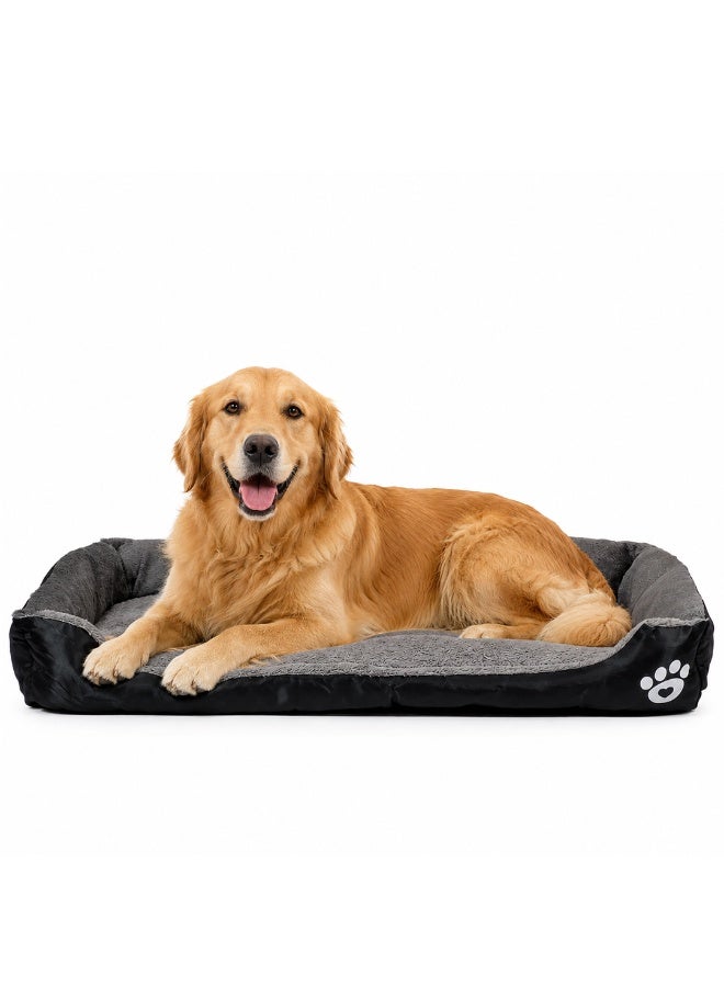 NNC PETS Dog bed with Raised bolster sides, Soft plush interior, and Non-slip bottom, Orthopedic dog bed for Medium & Large dogs, durable, comfortable dog sleeping bed, Easy to clean, 90 cm (Black) - Image 1