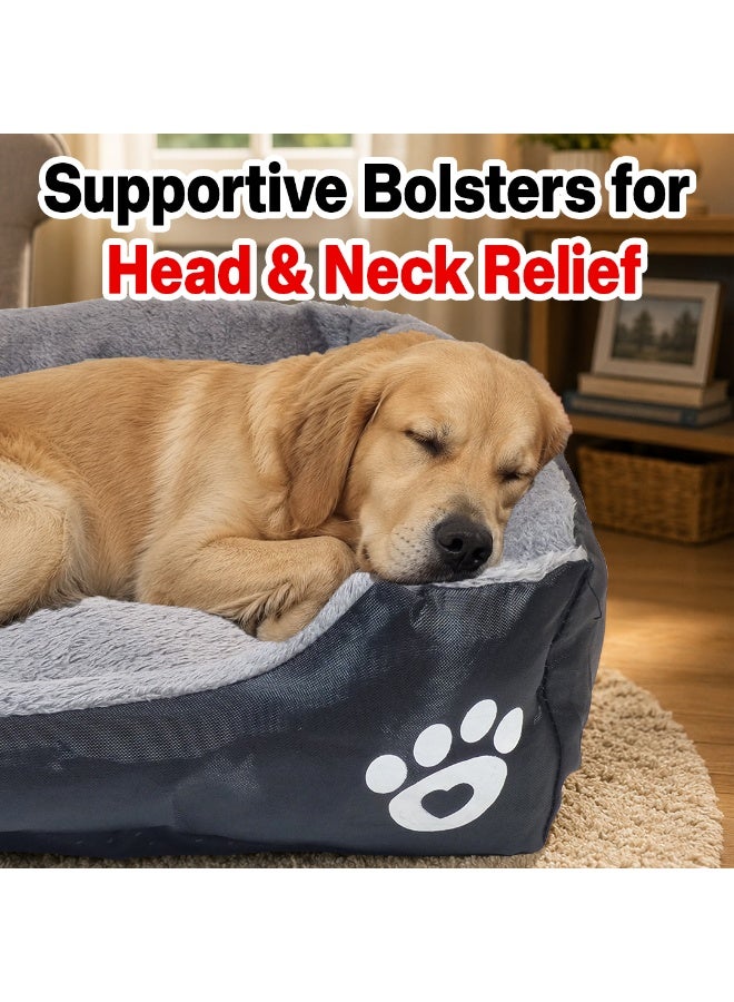 NNC PETS Dog bed with Raised bolster sides, Soft plush interior, and Non-slip bottom, Orthopedic dog bed for Medium & Large dogs, durable, comfortable dog sleeping bed, Easy to clean, 90 cm (Black) - Image 5