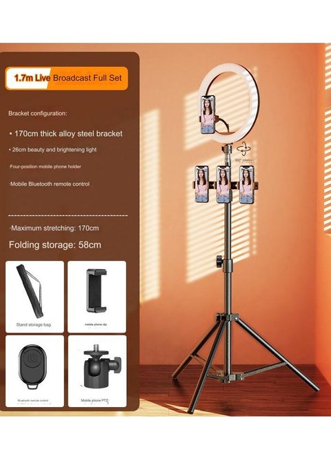 Desktop Selfie Tripod Fill Light Overhead Lazy Camera Shooting Telescopic Mobile Phone Live Broadcast Stand Full Set