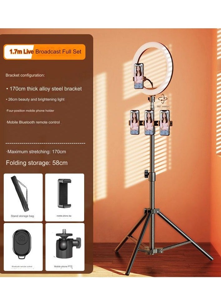 Excellent - Desktop Selfie Tripod Fill Light Overhead Lazy Camera Shooting Telescopic Mobile Phone Live Broadcast Stand Full Set - Image 1