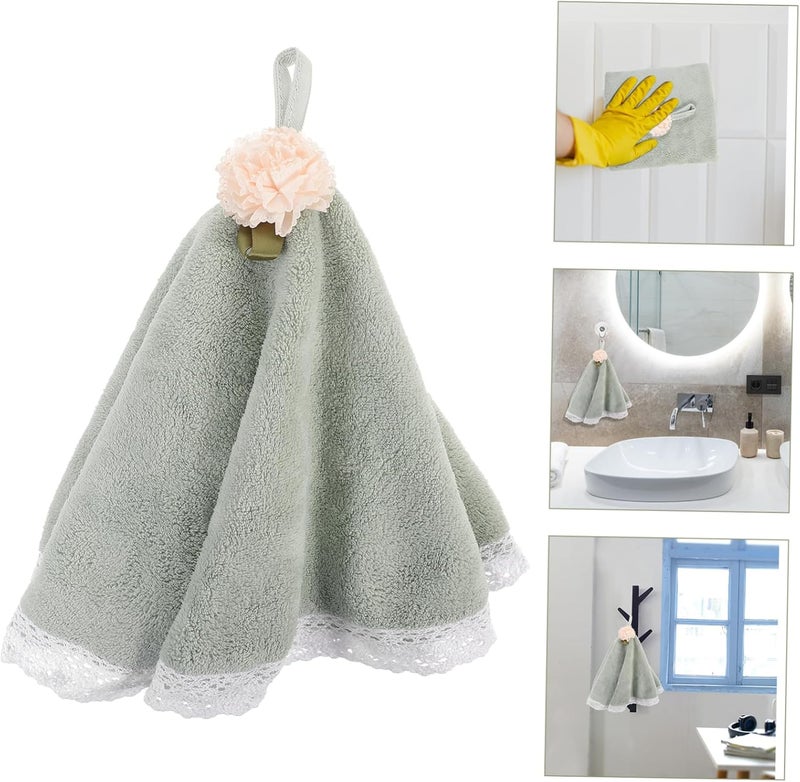 1pc Round Hand Towel Fleece Hand Towels Microfiber Coral Quick Dry Soft Gentle Hanging Water Absorbent Decorative - Image 2