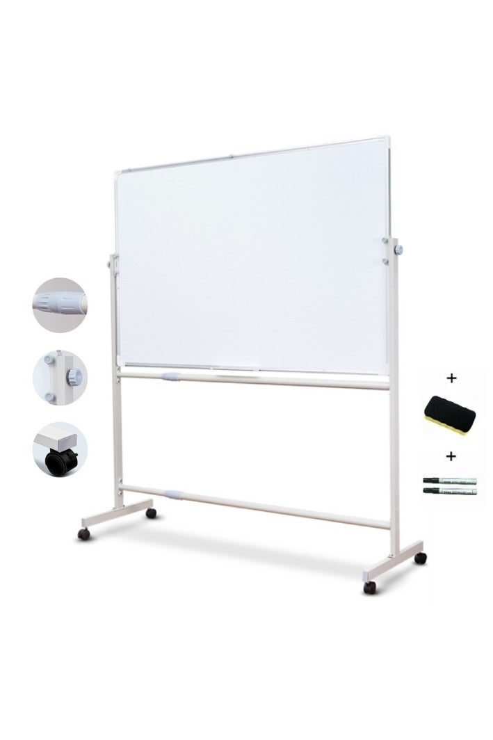 90 x 120cm Singel-Sided Magnetic Whiteboard on Wheels – 360° Rotating Dry Erase Board with Wheel Stand portable white Board Mobile Whiteboard For Office, Classroom, School & Home