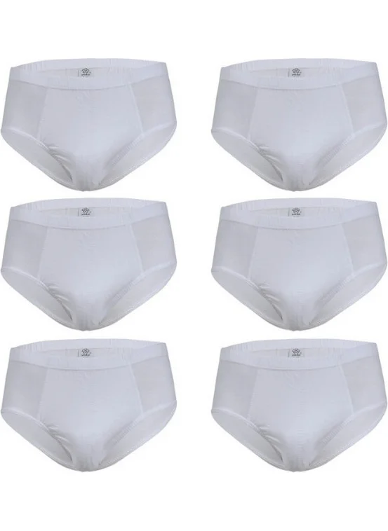 Yıldız Star 6-Pack Men's White Single Jersey Cotton Briefs