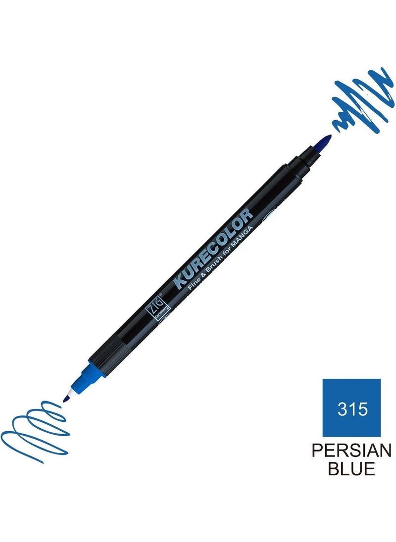 Zig Kurecolor Mangaka Fine&brush Double-Sided Pen CNKC-2200 No 315 Persian Blue  - Image 5