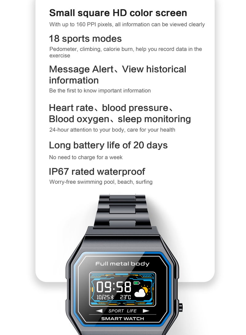 AROAQ KW18 Men Smart Watches IP67 Waterproof Watch Blood Pressure Monitor Heart Rate GPS Sports Smartwatch for Android iOS (LEATHER STRAP) Brown - Image 5