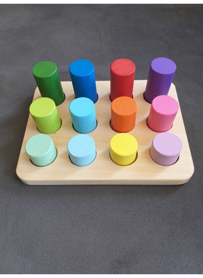 Moccotoys - Montessori Matching Board Cylinders & Educational Cards & Solid Wood - Image 1