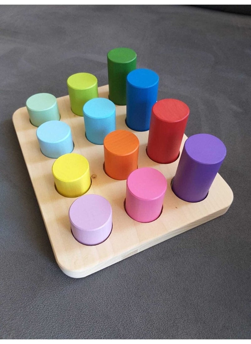 Moccotoys - Montessori Matching Board Cylinders & Educational Cards & Solid Wood - Image 1