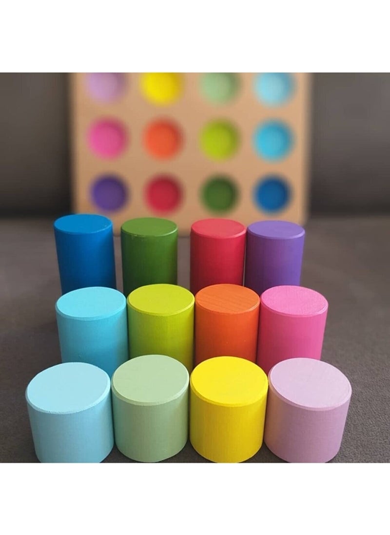 Moccotoys - Montessori Matching Board Cylinders & Educational Cards & Solid Wood - Image 1