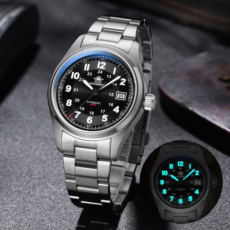 ADDIESDIVE Men's Watches 39 MM Automatic Waterproof 200 M Mechanical NH35A BGW9 Analog Stainless Steel Field Watch - Image 4