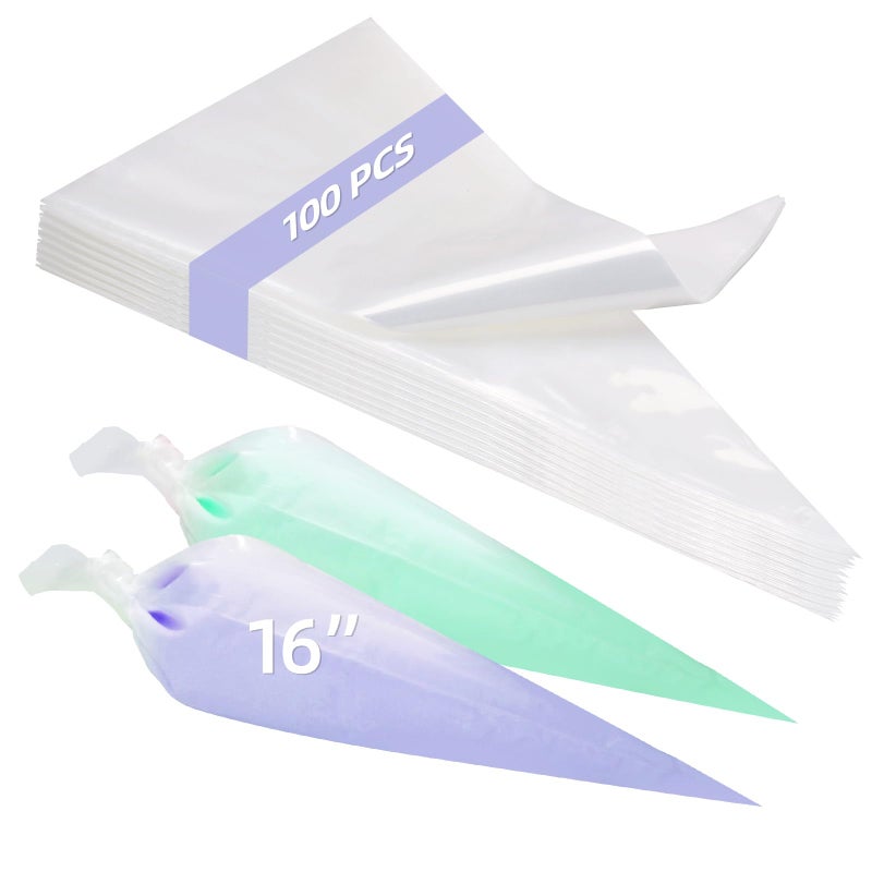 LoveBB 16-Inch Piping Bags Disposable 100 PCS- Extra Thick Pastry Bags Tipless Icing Bag for Decorating Cake, Cupcakes, Cookies - Image 1