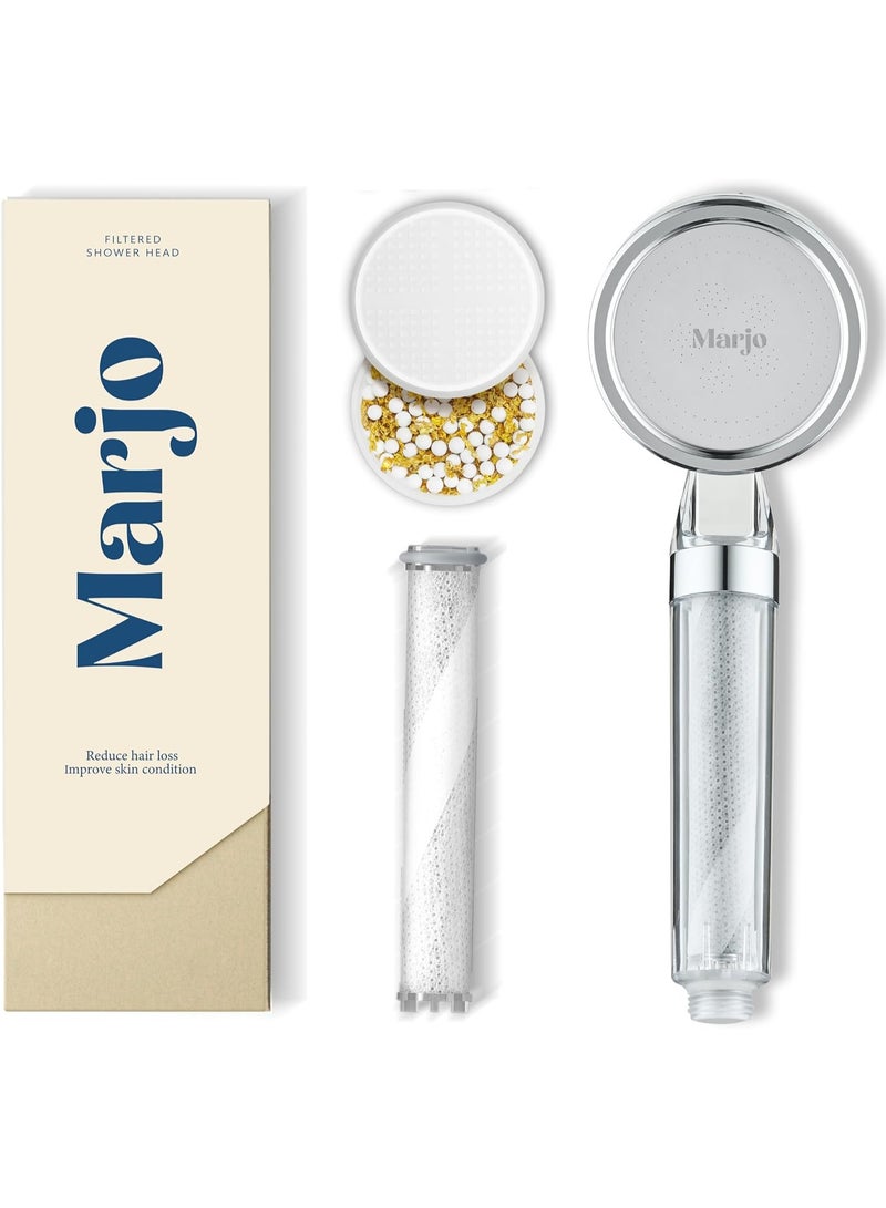 Marjo Shower Filter - High Pressure Handheld Shower Head | Water Filter Shower for Hair Loss | Healthy Skin & Hair, Bathroom Accessories, Lab-Tested Chlorine Removal 