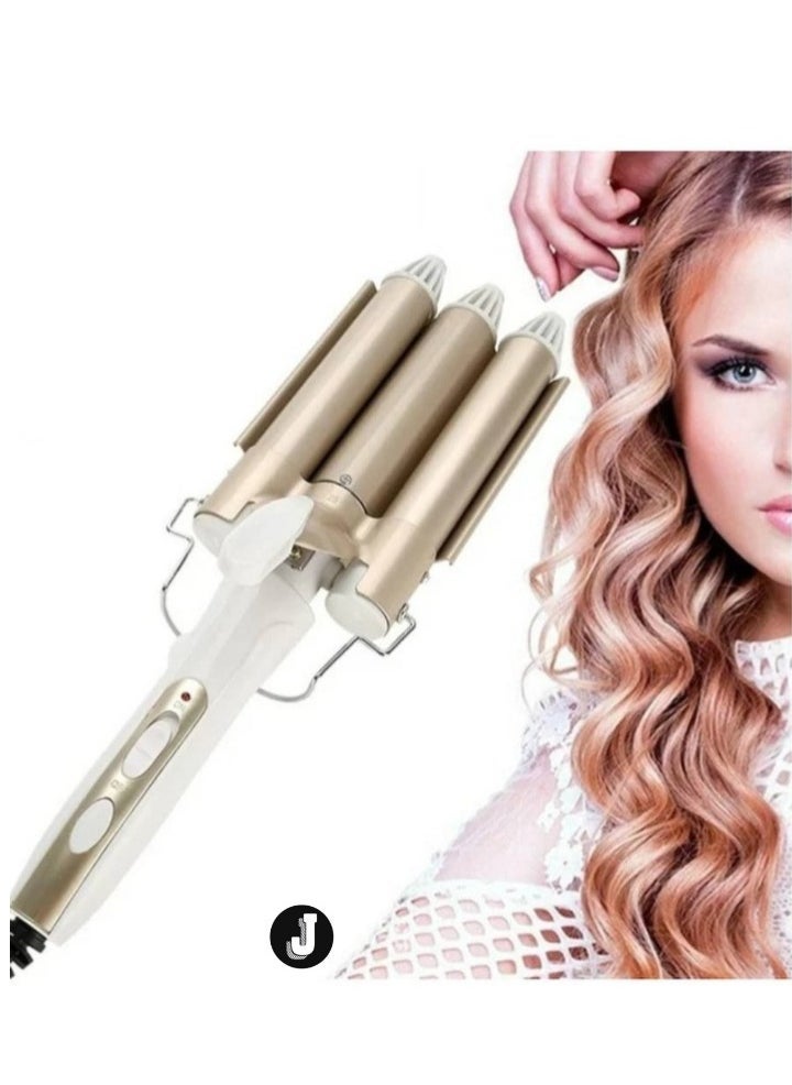 JAJEEK "3 Barrel Hair Curling Iron – Ceramic Tourmaline Triple Barrel Crimper, Adjustable Temperature, Dual Voltage 25mm Hair Waver for Women & Girls" - Image 1