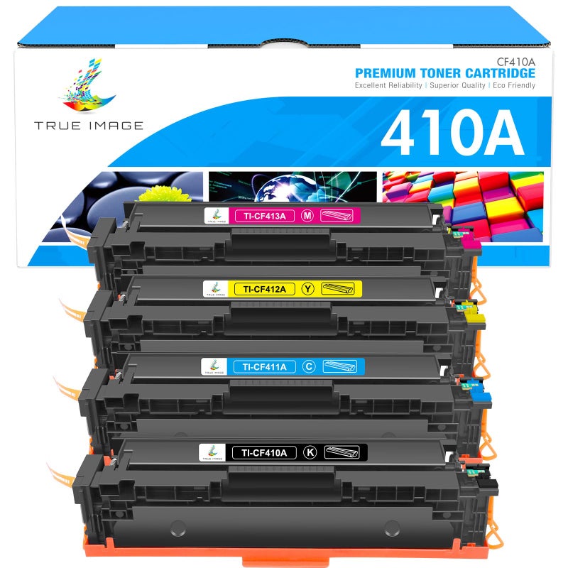 TRUE IMAGE خراطيش حبر متوافقة مع True Image بديل لـ HP 410A CF410A 410X CF410X حبر HP Color Laserjet Pro MFP M477fdw M477fnw M477fdn M452dw M452nw M452dn M477 طابعة CF410A CF411A CF412A CF413A - Image 1