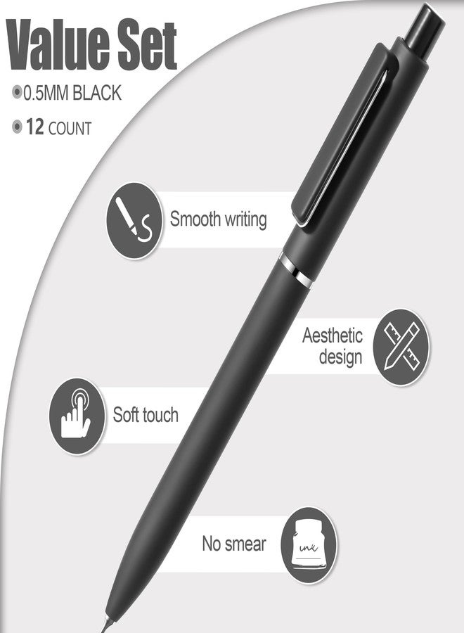 deegtran Retractable Black Ink Pens, Aesthetic Cute Gel Click Pens with No Smear & Bleed Fine Point Ink, Smooth Note Taking Journaling Pens for School Office Gift, 12 Count Pack - Image 2