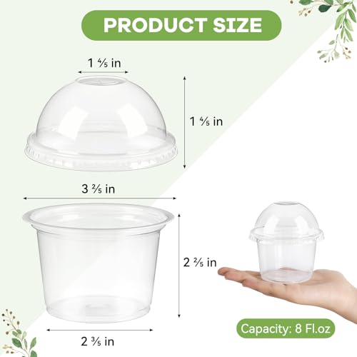 TOFLEN 25 Pack 8 oz Plastic Dessert Cups with Dome Lids Clear Disposable Yogurt Parfait Cups with Lids Individual Party Serving Snack Cups for Fruit Dessert Cake Pudding - Image 3