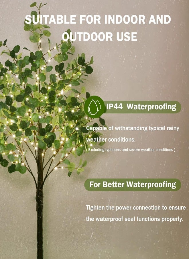 TYBEEU 6ft Lighted Eucalyptus Tree with 300 Warm White LED Lights for Holiday Decor - Dimmable, UL Certified, Waterproof - Ideal for Indoor and Outdoor Decoration - Image 2